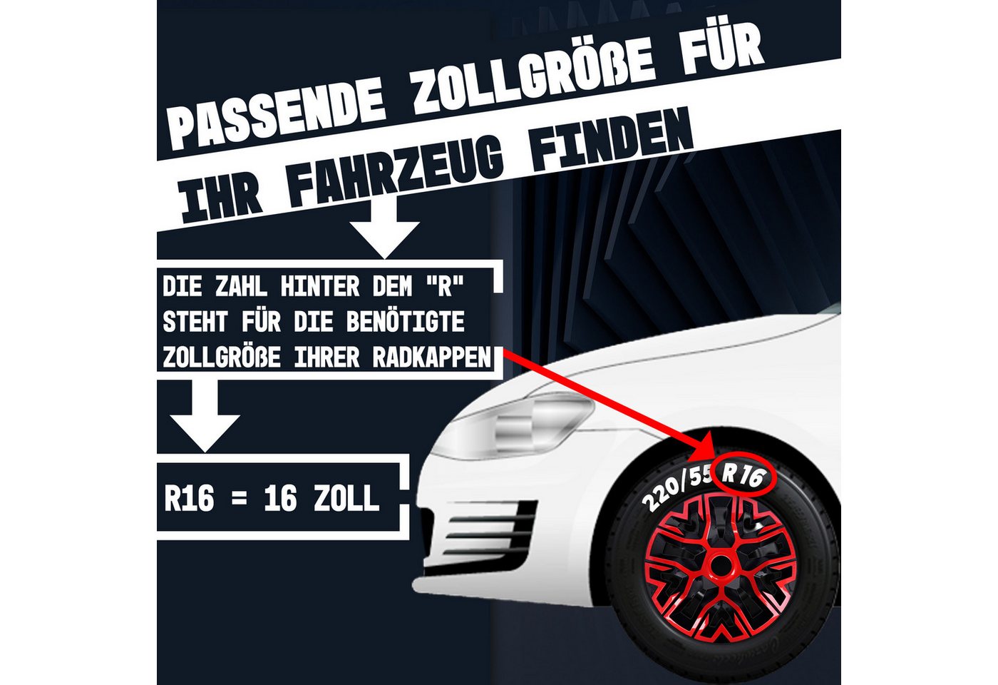 NRM Radkappe Radzierblende NRM THE BEST 15 Zoll BICOLOR rot/schwarz, 15 in Zoll, (4-St)