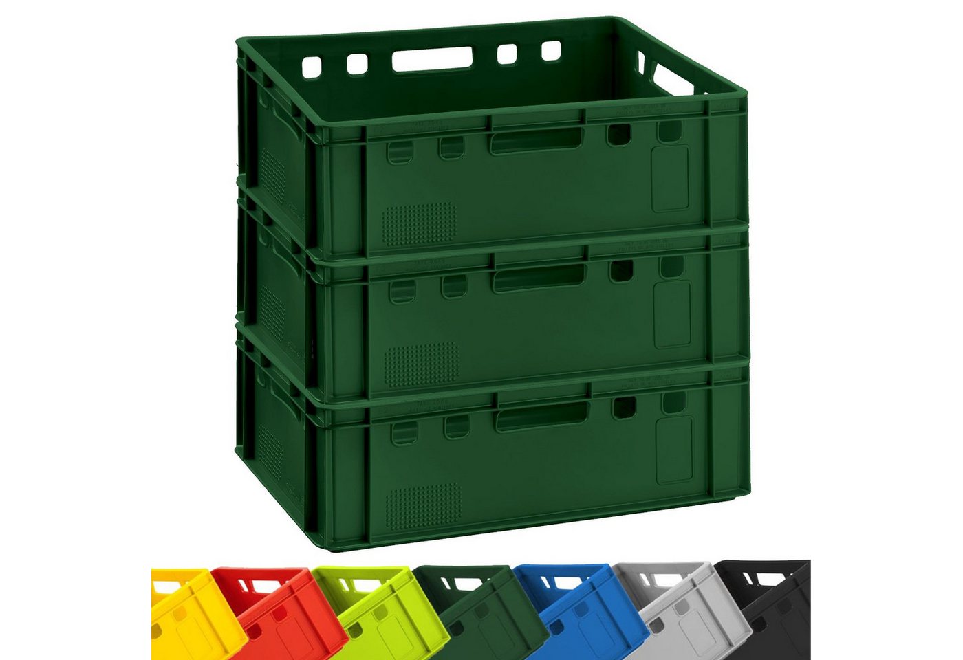 BURI Transportbehälter 3x Fleischkiste Eurofleischkiste E2 Dunkelgrün 60x40x20cm Stapelkiste Bild 2