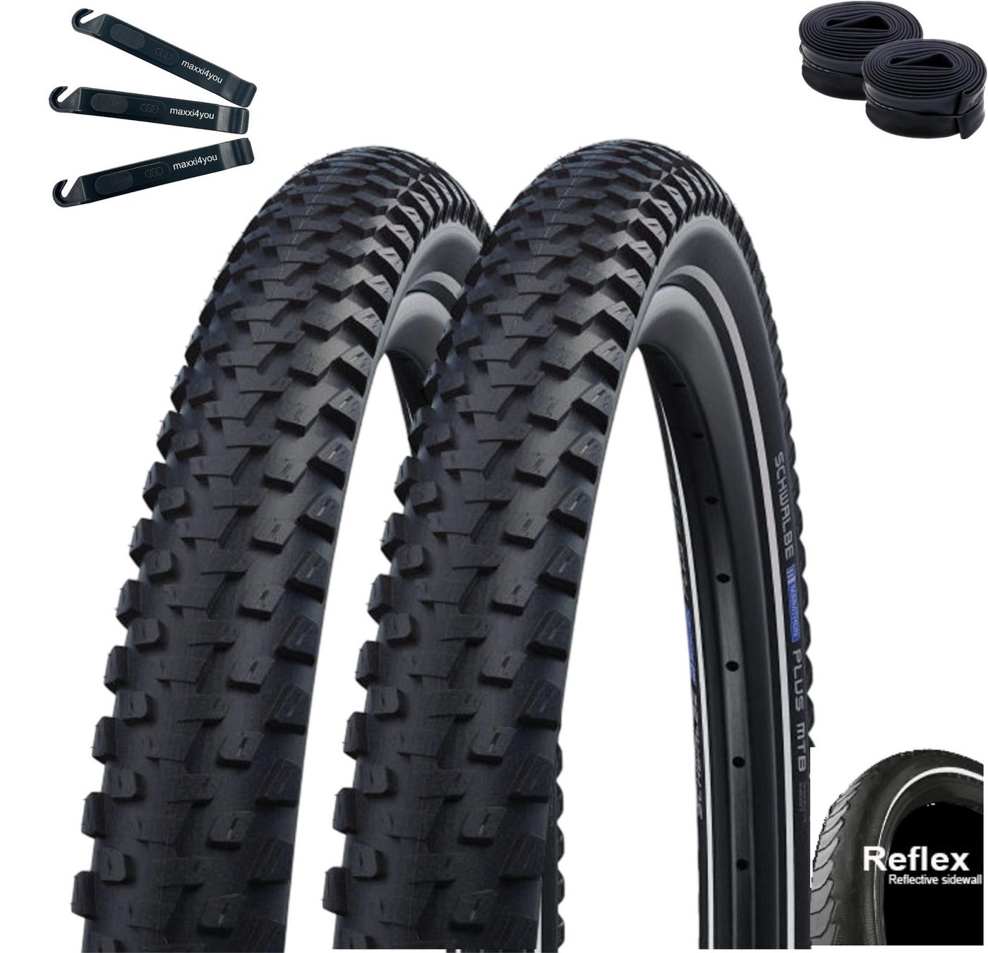 maxxi4you Fahrradreifen 2 x Schwalbe Marathon Plus MTB 29 x 2,35 (60-622) + 2 x DV19 inkl. RH Bild 2