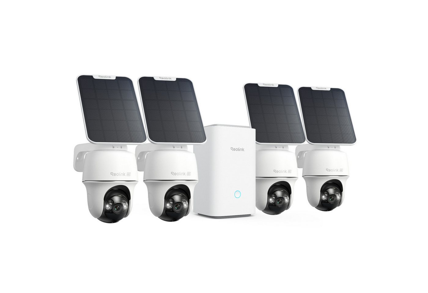 Reolink Überwachungskamera Kabelloses Sicherheitssystem mit 4K PT Akku Argus PT Ultra (AuBenbereich, 4-tlg., 360° Ansicht in 4K,Farbige Nachtsicht mit Reolink Home Hub) Bild 2
