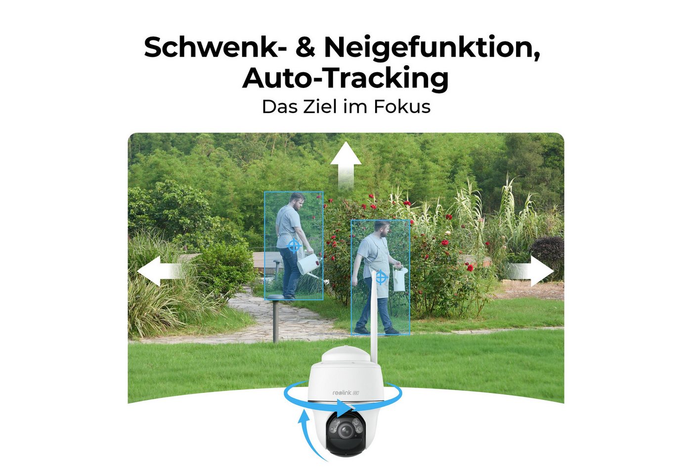 Reolink Überwachungskamera Kabelloses Sicherheitssystem mit 4K PT Akku Argus PT Ultra (AuBenbereich, 4-tlg., 360° Ansicht in 4K,Farbige Nachtsicht mit Reolink Home Hub) Bild 4