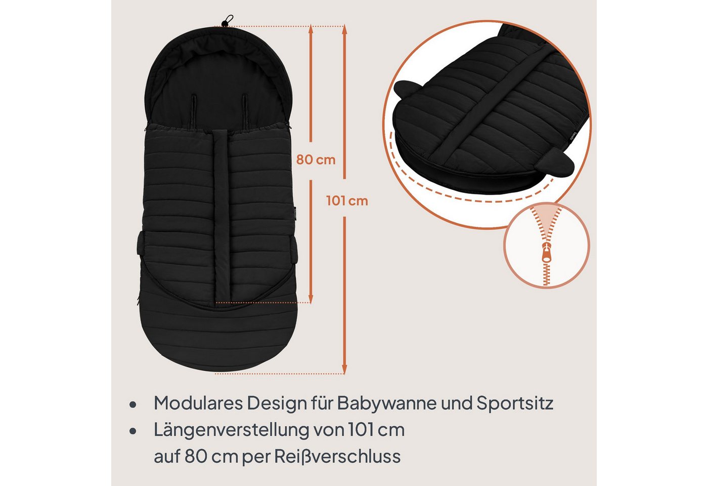 lionelo Kinderschlafsack OLI (Set, 2in1 Fußsack + Schutzhülle), Modular 2in1/wasserabweisend/UV-Schutz/warm bis-20°C Bild 2