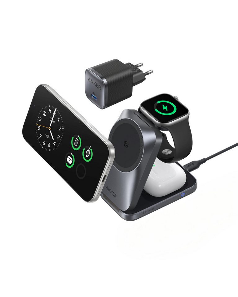 Anker Anker Prime 3-in-1 Ladestation,Qi2.2 25W, AirCool kabelloses Ladegerät Induktions-Ladegerät (MagSafe-kompatibel für iPhone, Apple Watch & AirPods (ohne Akku) Bild 2