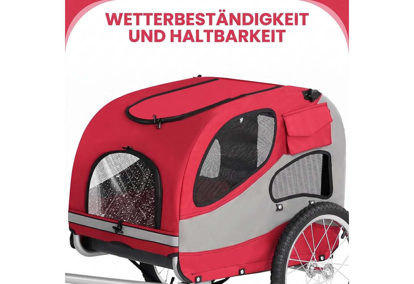 Fiximaster Fahrradhundeanhänger faltbar, mit Reflektoren und gepolstertem Innenraum, Fahrradanhänger für Hunde, bis 30 kg Traglast Bild 3