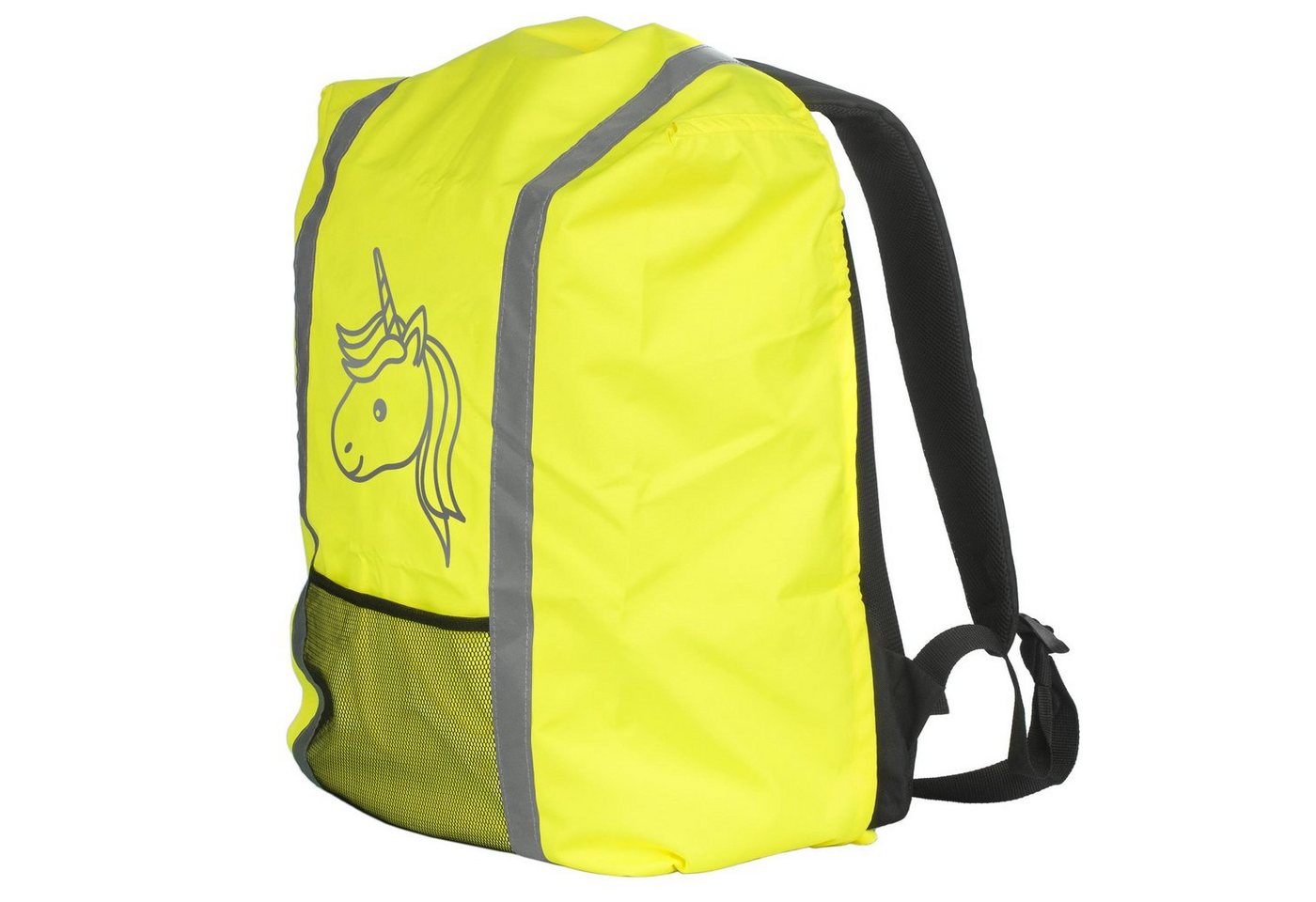 EAZY CASE Rucksack-Regenschutz Reflektor-Überzug Schutzhülle Einhorn, Straßenverkehr Regenschutzhülle Reflektorstreifen Regenhülle Neon Gelb Bild 5