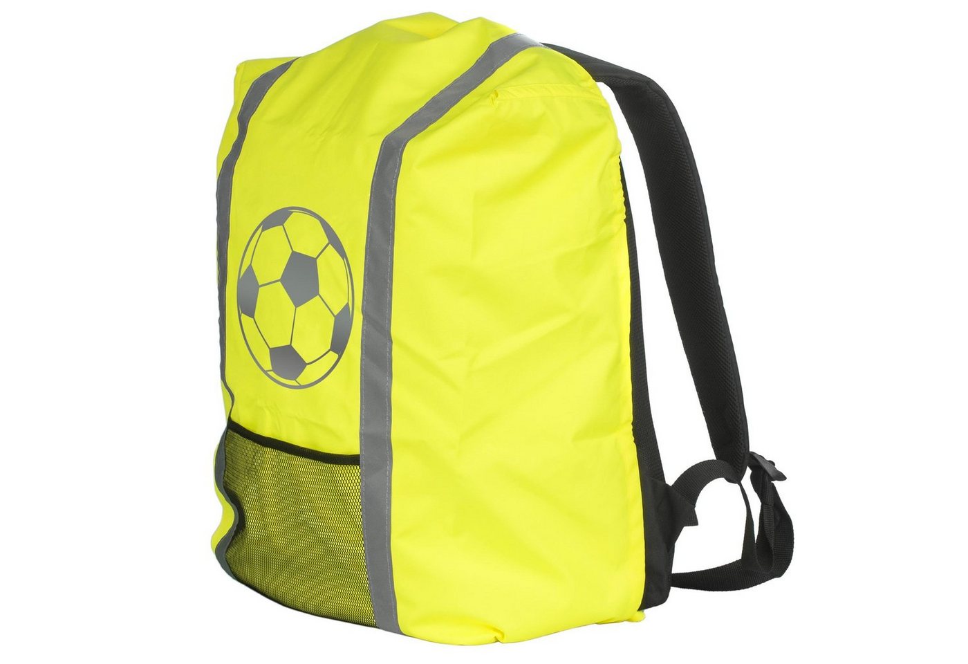 EAZY CASE Rucksack-Regenschutz Reflektor-Überzug Schutzhülle Fußball, Regenschutzhülle Tasche Reflektorstreifen Regenhülle Fußball Gelb Bild 5