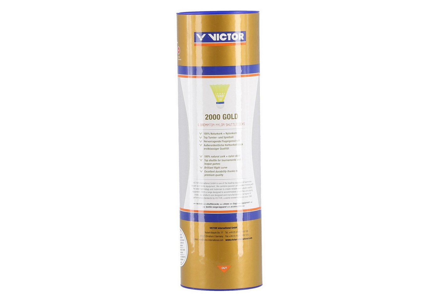 VICTOR Badmintonball Shuttle 2000 Nylon gelb Dose 6er, Geschwindigkeit: mittel