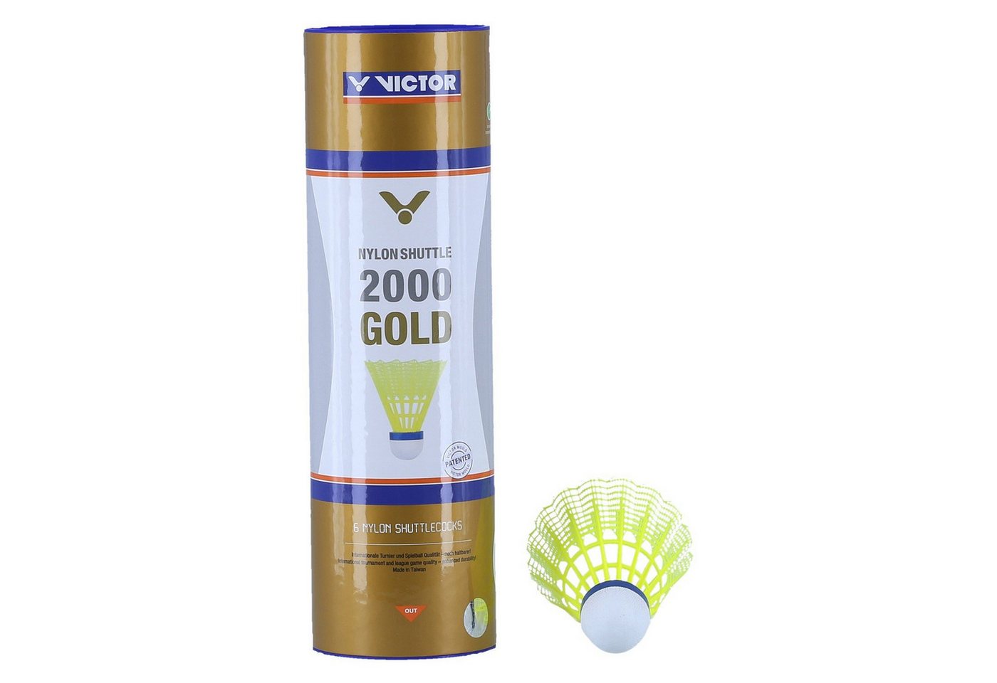 VICTOR Badmintonball Shuttle 2000 Nylon gelb Dose 6er, Geschwindigkeit: mittel Bild 2