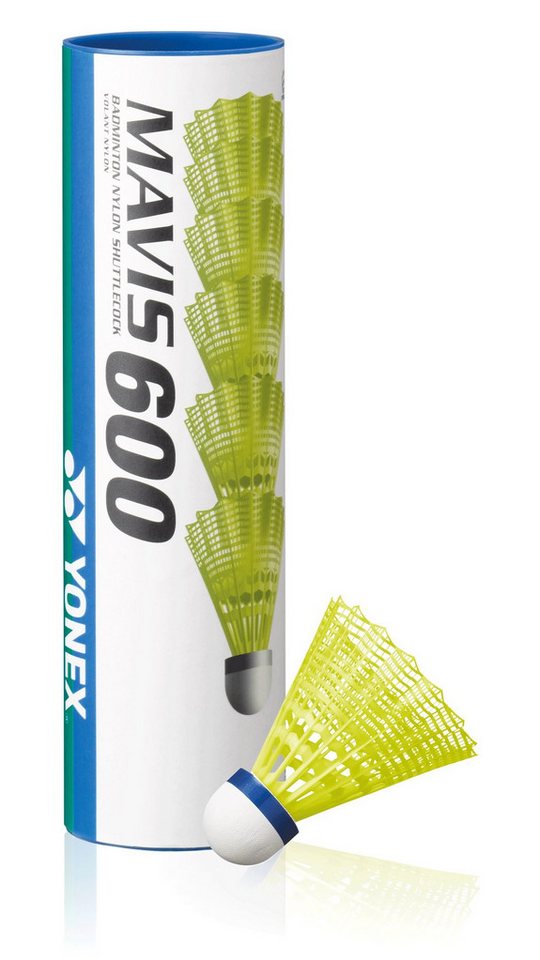 Yonex Badmintonball Mavis 600 Nylon gelb Dose 6er, Geschwindigkeit: mittel