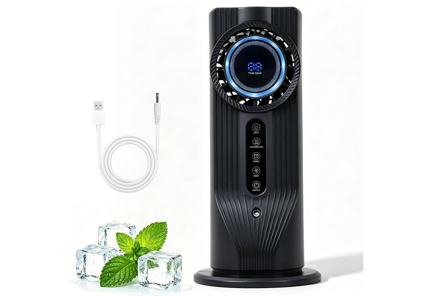 AKKEE Tischventilator mit Luftumwälzung Mini Klimaanlage Geräuscharmer Betrieb, 6 Geschwindigkeitsstufen Timer Bild 3