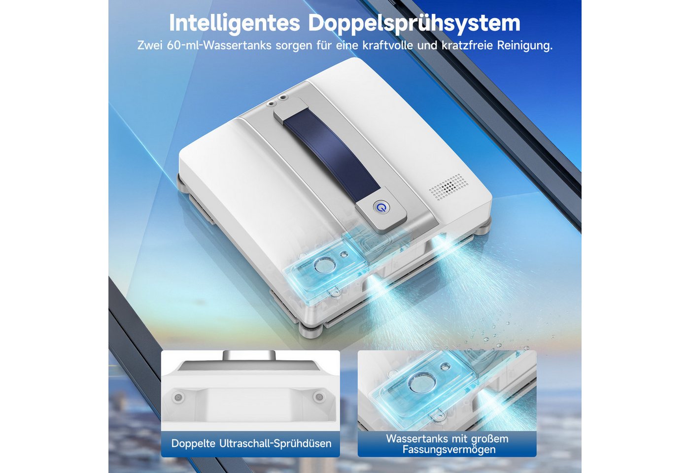 lubluelu Fensterputzroboter CHYW200 Intelligenter Fensterputzer Fenstersauger mit Fernbedienung