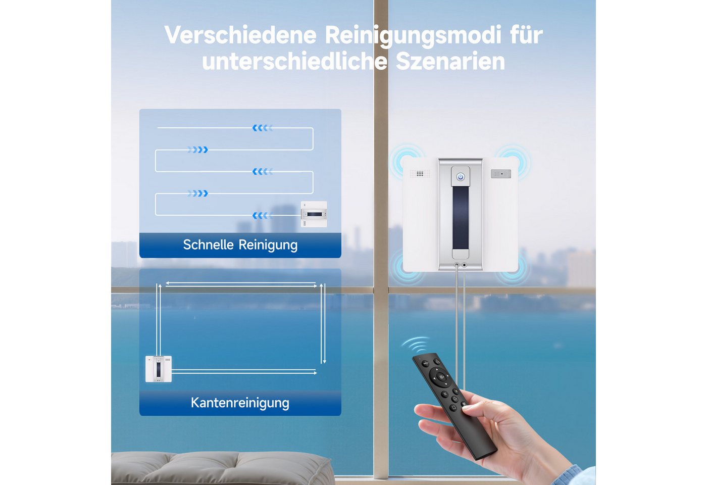 lubluelu Fensterputzroboter CHYW200 Intelligenter Fensterputzer Fenstersauger mit Fernbedienung Bild 2