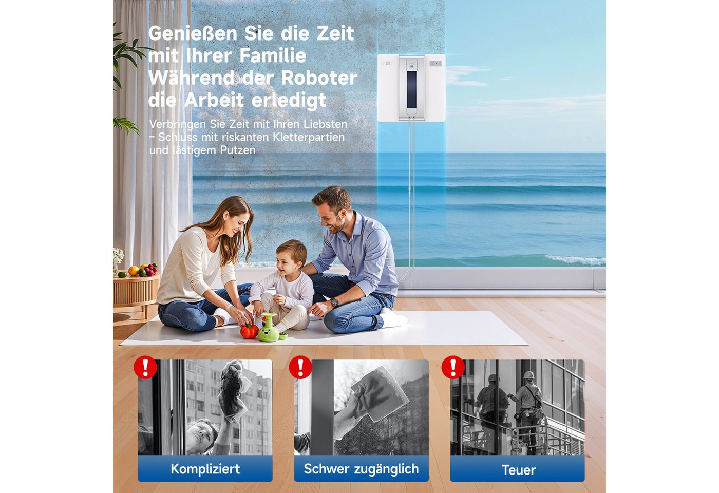 lubluelu Fensterputzroboter CHYW200 Intelligenter Fensterputzer Fenstersauger mit Fernbedienung Bild 4