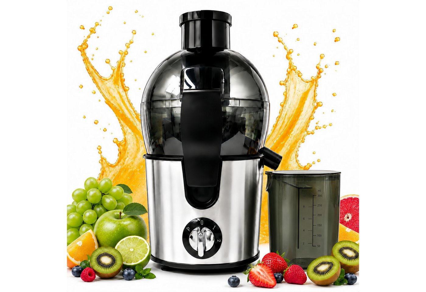 ibettertec Entsafter Slow Juicer Gemüse und Obst,Entsafter aus Edelstahl,Schnelles,BPAFrei, 1500 W, Zentrifugal-Entsafter,Füllöffnung und Zwei Geschwindigkeitsstufen Bild 4