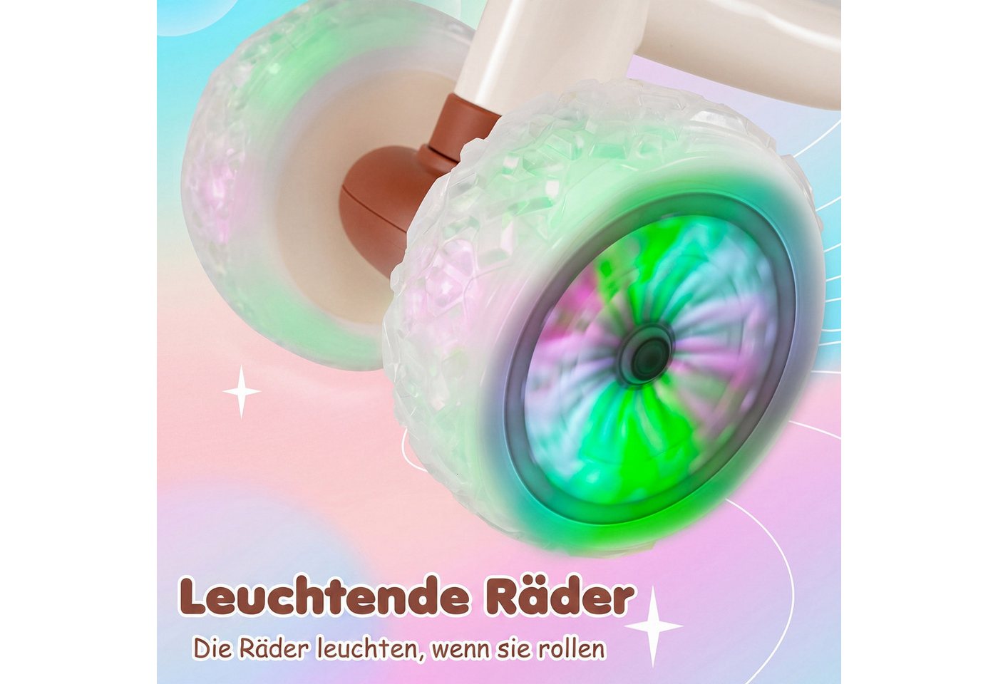 COSTWAY Laufrad, Lauflernrad, mit 4 leuchtenden Rädern, verstellbar