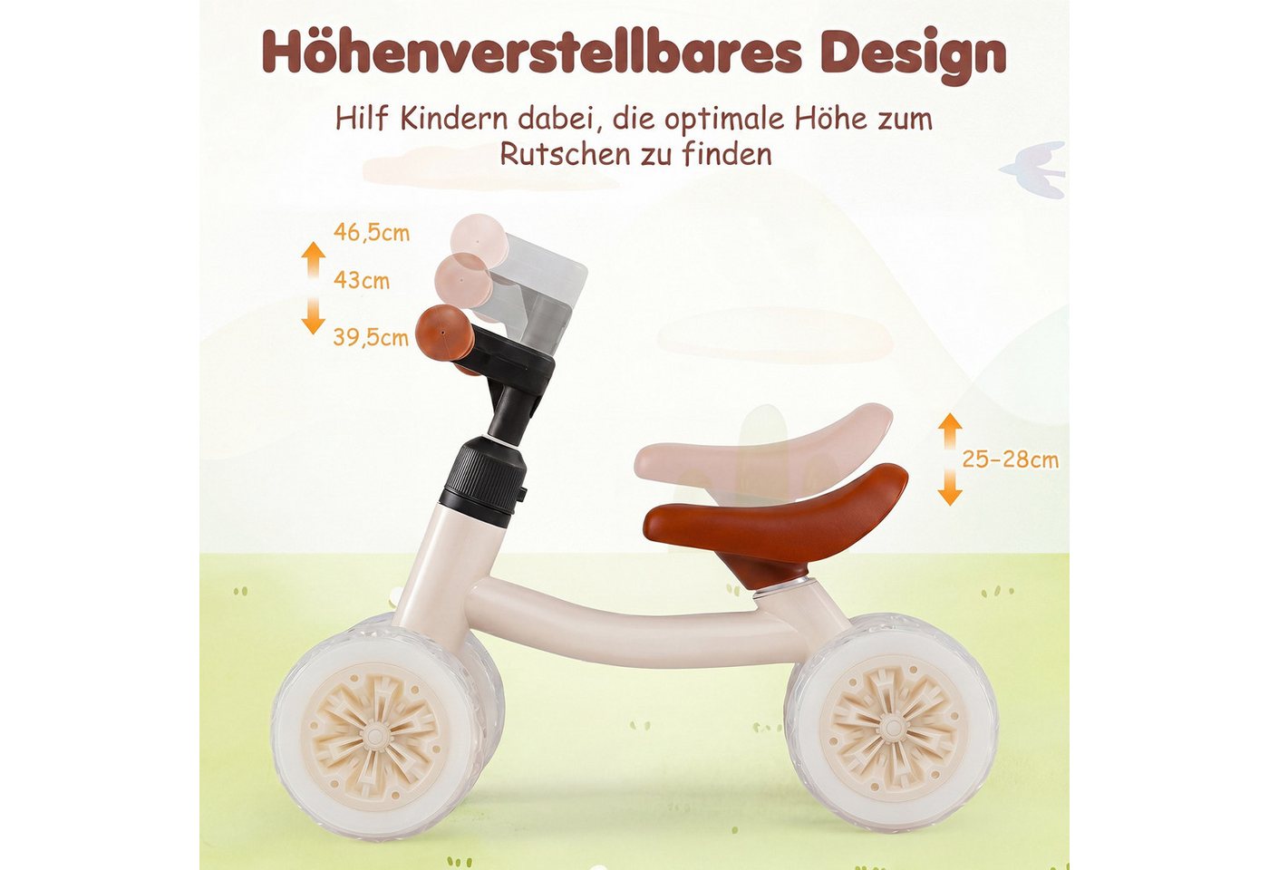 COSTWAY Laufrad, Lauflernrad, mit 4 leuchtenden Rädern, verstellbar Bild 2