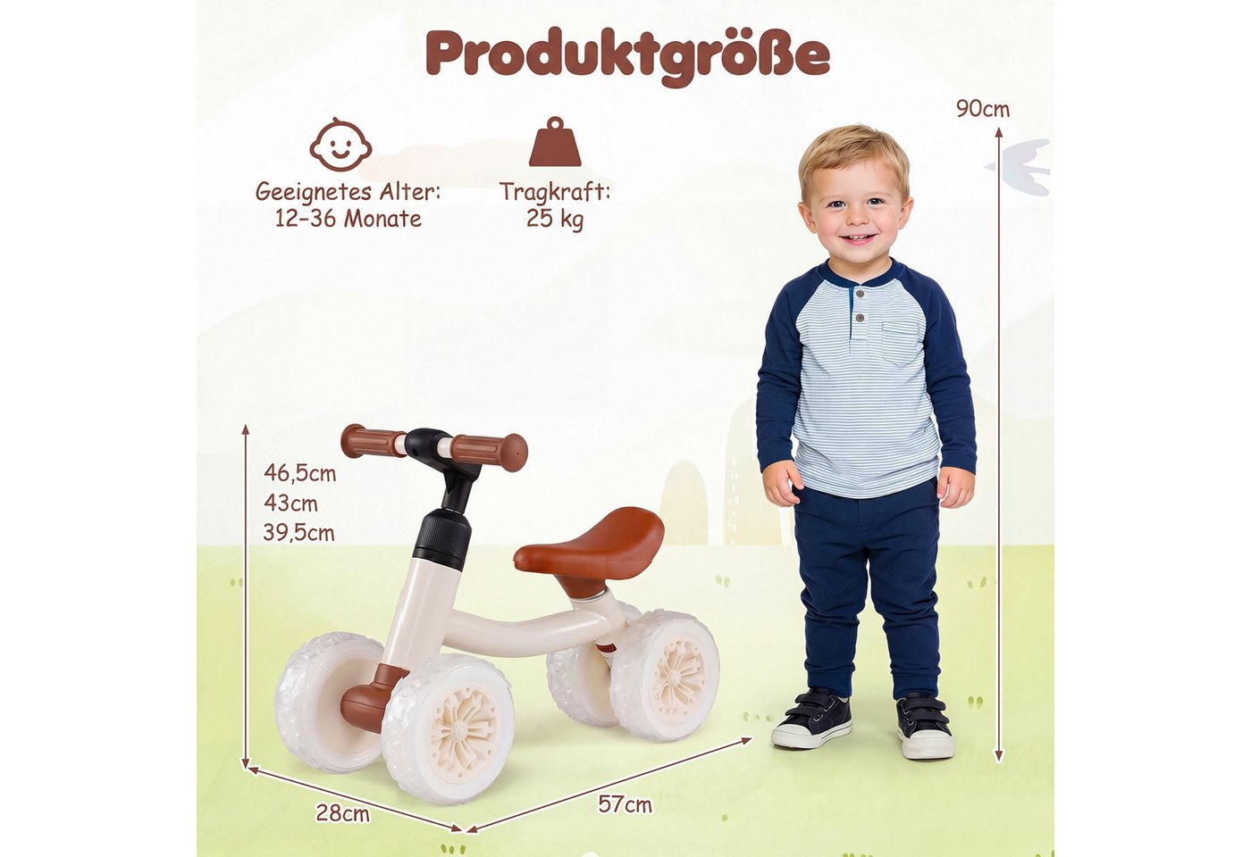 COSTWAY Laufrad, Lauflernrad, mit 4 leuchtenden Rädern, verstellbar Bild 5