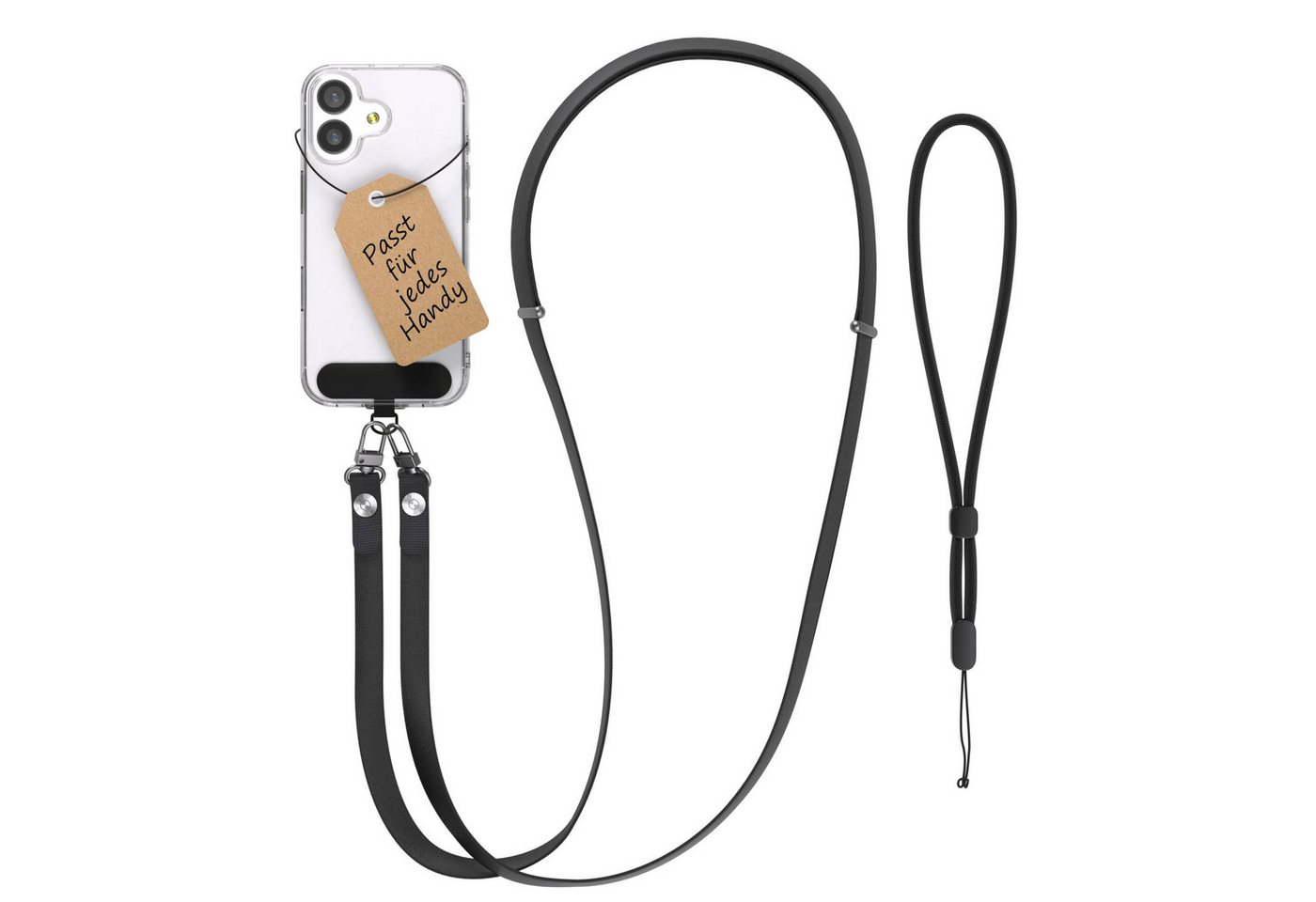 EAZY CASE Handykette Universal für alle Smartphones - modisch & funktional, Schwarze Handykette mit Magnetband und Einlegepad, 1–1,90 m Bild 4