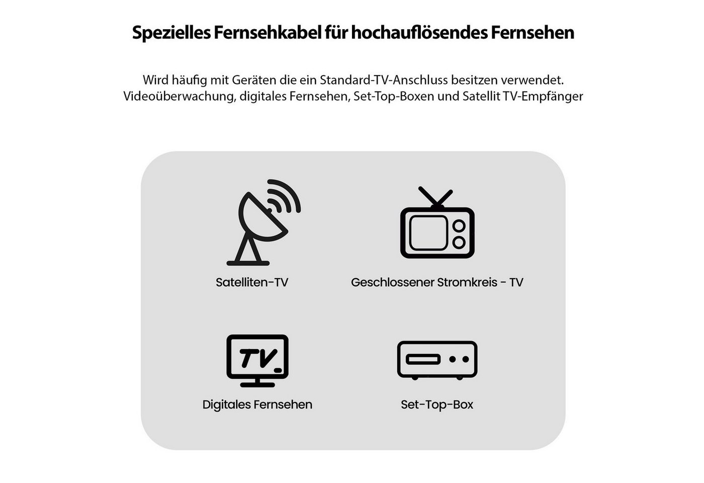 JAMEGA TV Antennenkabel HDTV FullHD 135db 75Ohm Koaxialkabel 4K UHD Koax SAT-Kabel, TV Koax, (500 cm) Bild 4