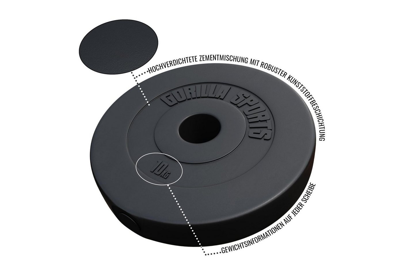 GORILLA SPORTS Hantelscheibe Hantelscheibe Olympia 50/51mm Kunststoff 1,25KG - 15KG, 10 kg Bild 3