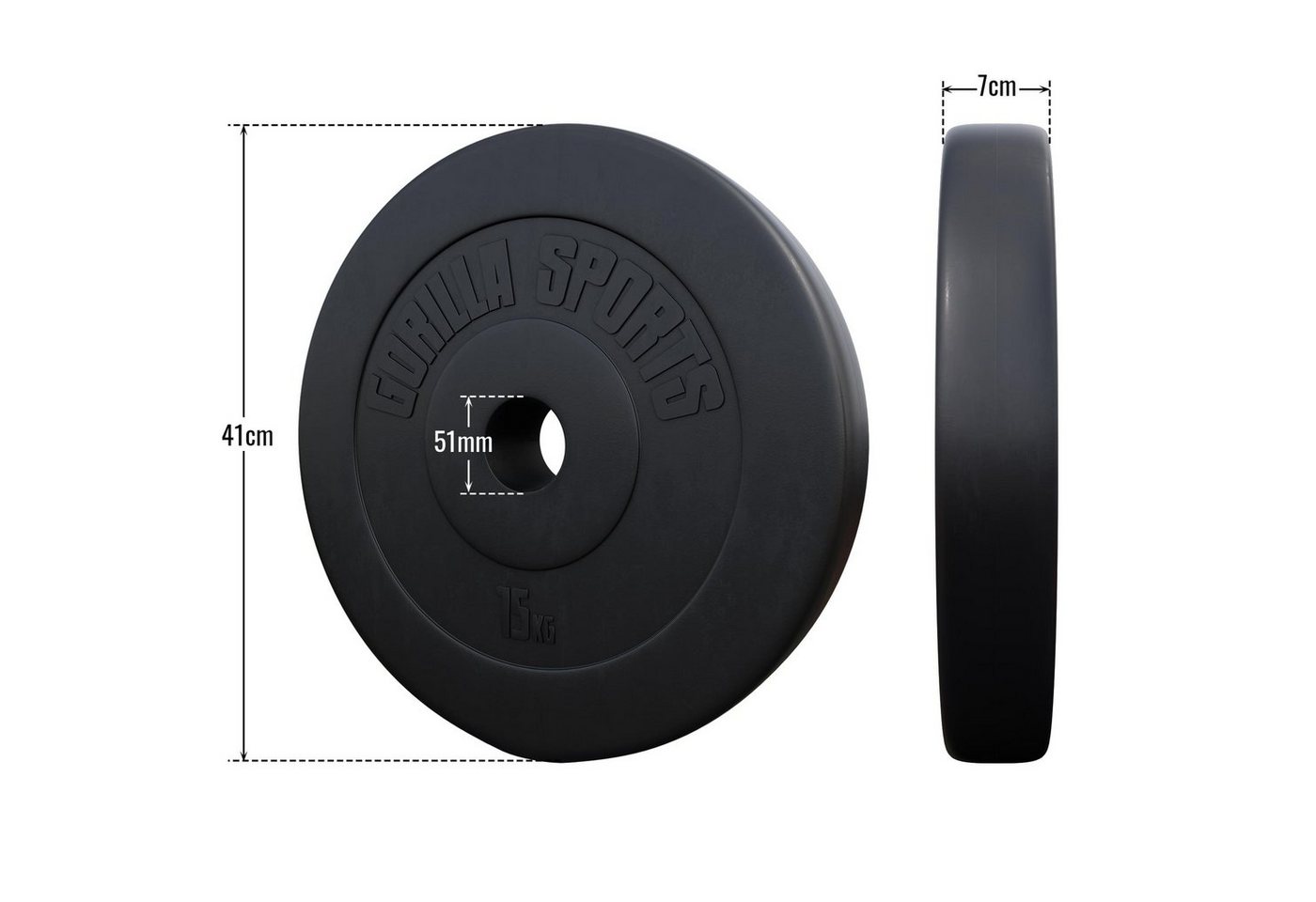 GORILLA SPORTS Hantelscheibe Hantelscheibe Olympia 50/51mm Kunststoff 1,25KG - 15KG, 30 kg