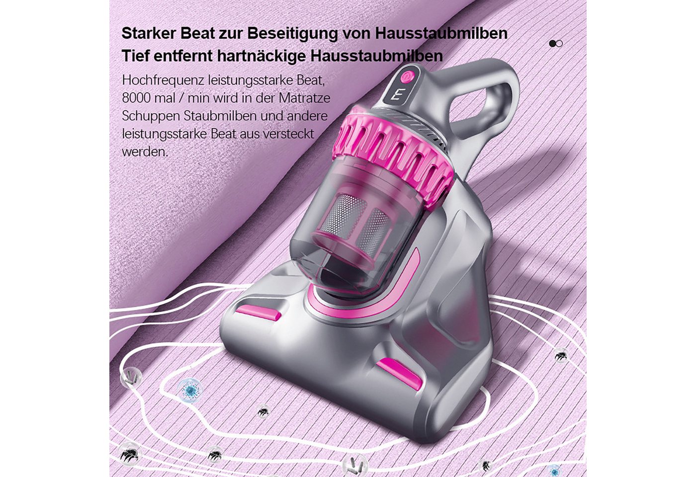 Vornix Matratzenreinigungsgerät Milbenstaubsauger mit 10000Pa Saugkraft, UV-C Sterilisationslicht, mehrstufiges Filtersystem, Matratzenreiniger gegen Hausstaubmilben Bild 2