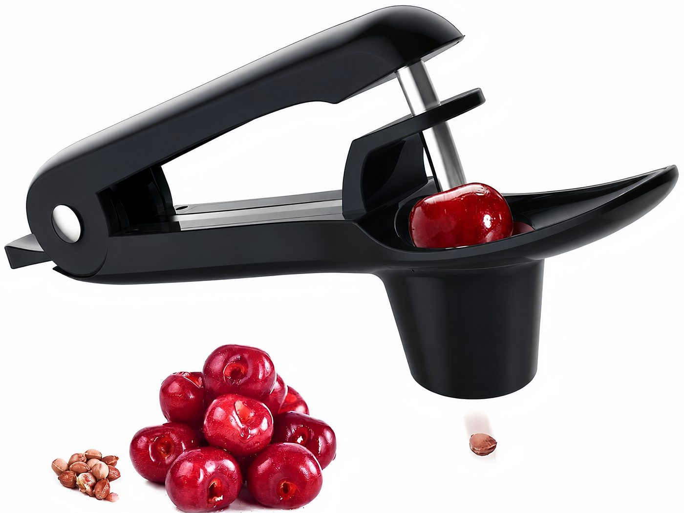 ibettertec Entkerner Kirschentkerner, Kirschkernentferner, Edelstahl Entkerner Kirschen, (Manueller Obstentkerner für Früchte, Tragbar Kirschentkernen Werkzeug), für Obst Pflaumen Oliven Cherries Bild 4