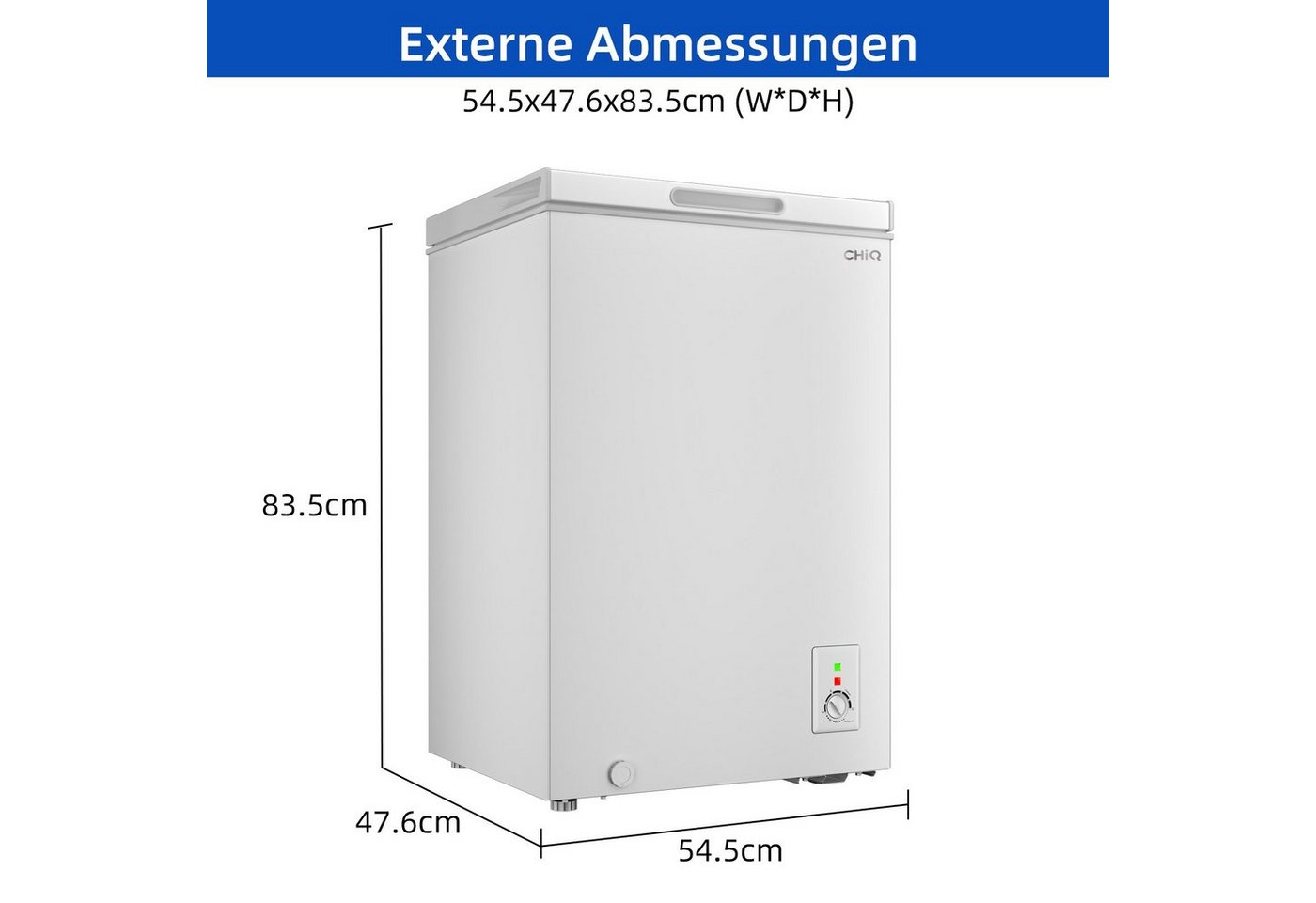 CHiQ Gefriertruhe Chest Freezer FCF98DE, 54.5 cm breit, 99 l, Inverter-Gefrierschrank, Außentemperaturanzeige, -32 ℃ Bild 2