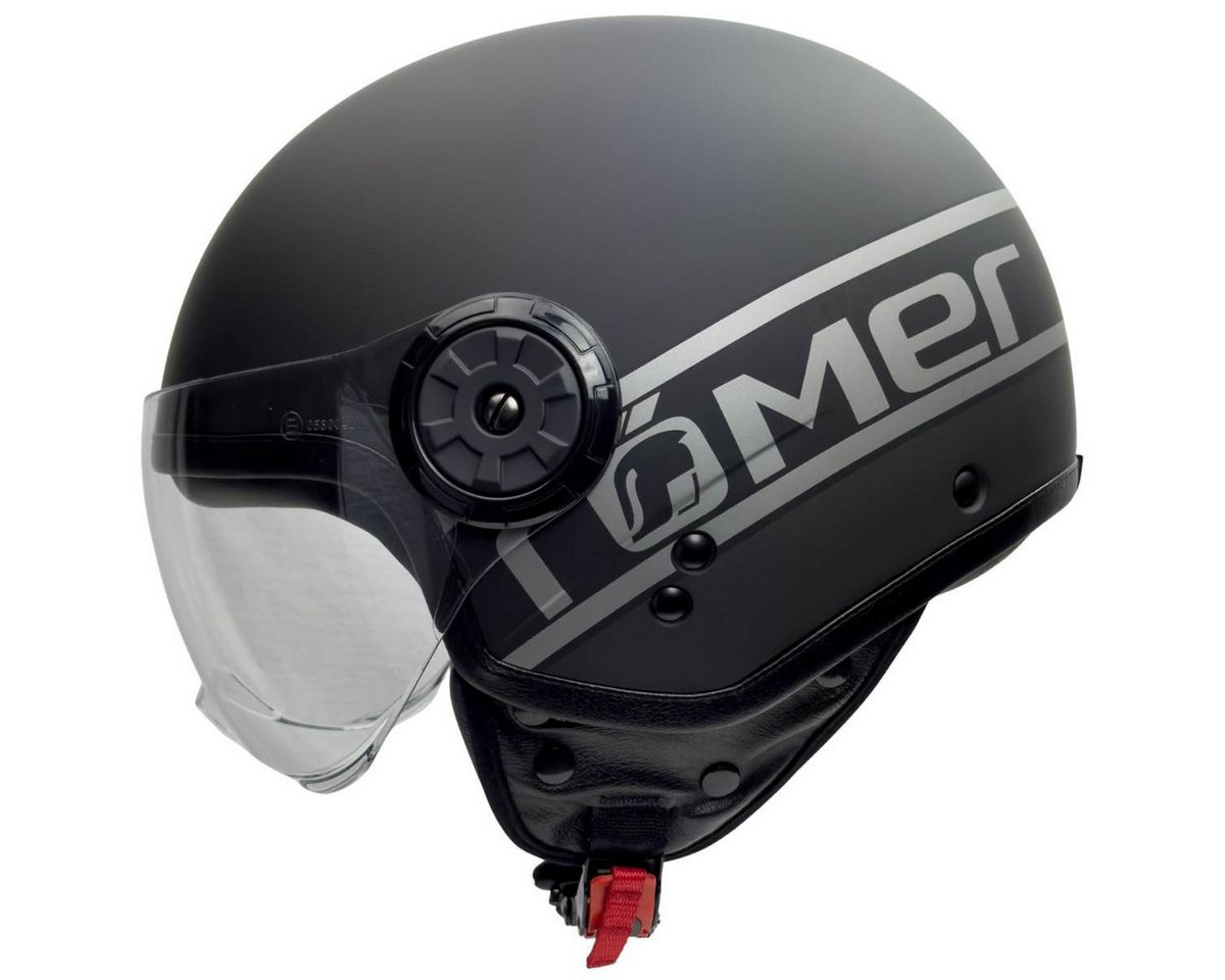 RÖMER HELME Motorradhelm RR20035 - Motorrad- Jethelm mit Pilotenvisier, schwarzgrau