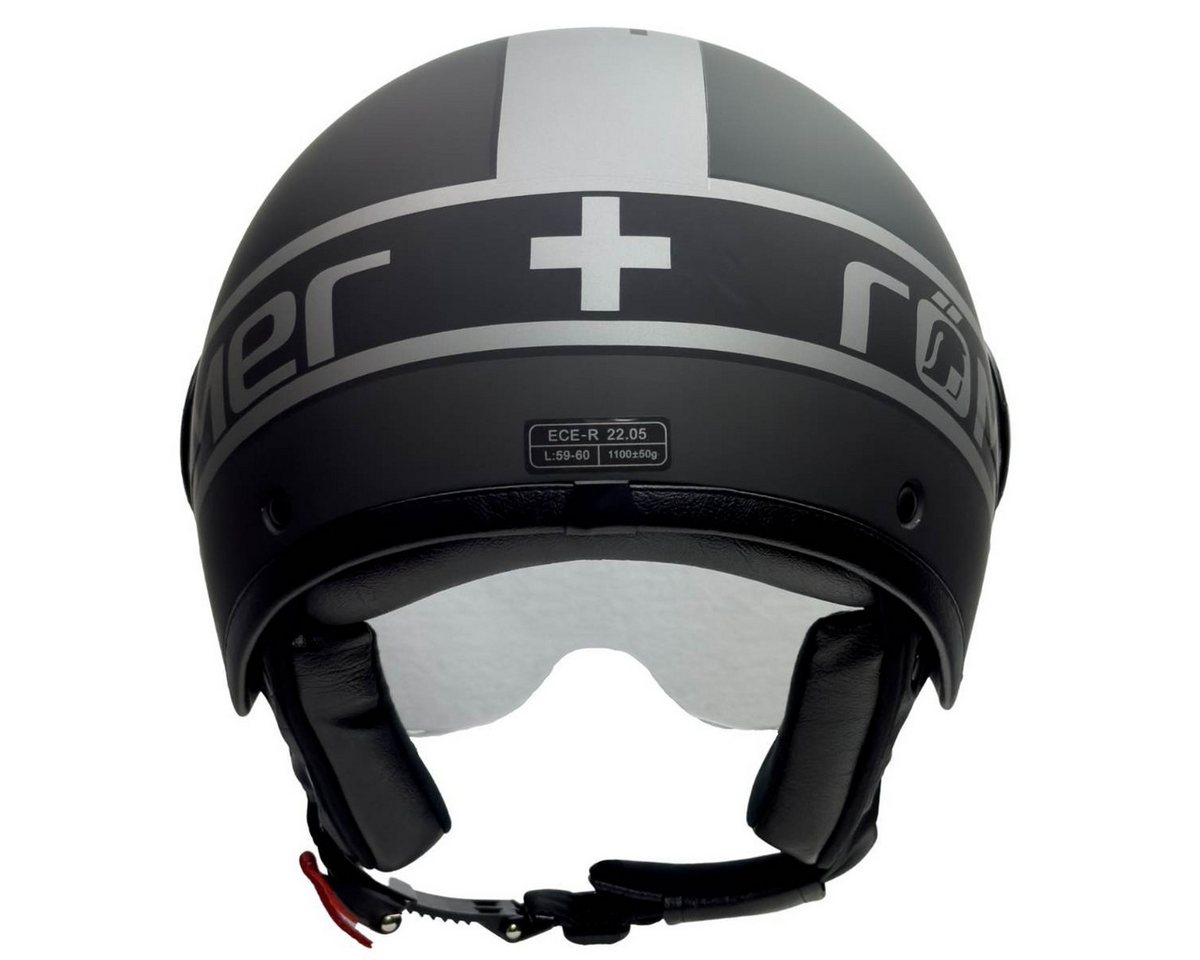 RÖMER HELME Motorradhelm RR20035 - Motorrad- Jethelm mit Pilotenvisier, schwarzgrau Bild 4