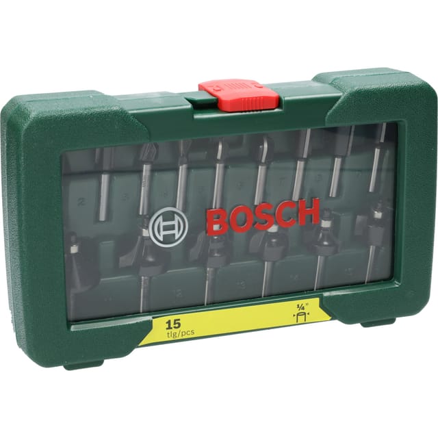 Fräser-Set-HM 15tlg. Durchmesser: 1/4 Schaft - 2607019468 - Bosch