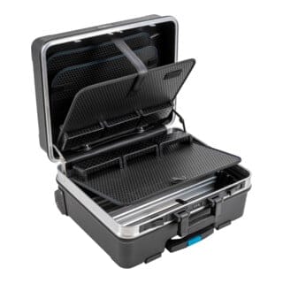 Werkzeugkoffer go mit Rollen + Werkzeughalter, Werkzeugbox ohne Inhalt, B&W