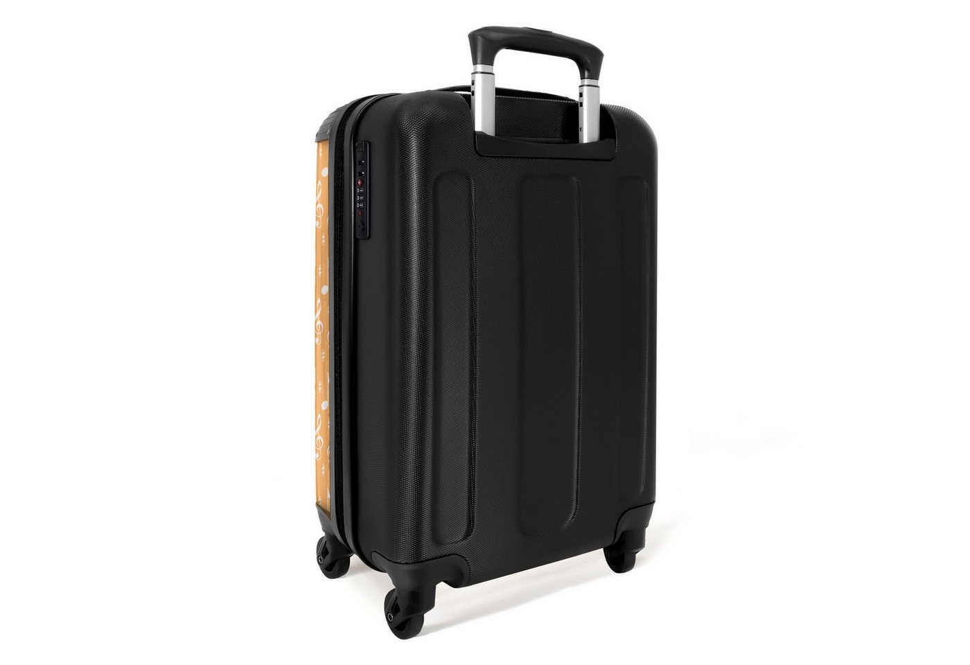 NoBoringSuitcases.com© Hartschalen-Trolley Musiksymbole als Muster auf orangem Hintergrund 55x35x20cm, Reisetasche mit Rollen, Koffer Handgepäck Flugzeug