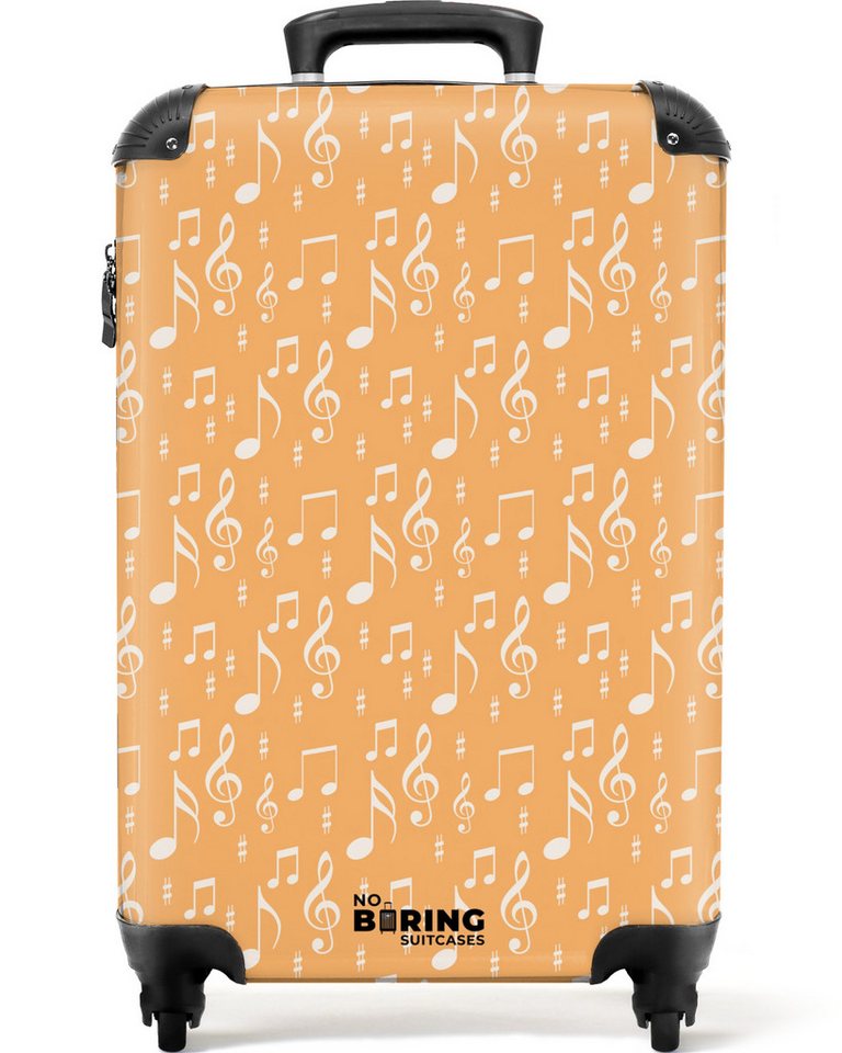 NoBoringSuitcases.com© Hartschalen-Trolley Musiksymbole als Muster auf orangem Hintergrund 55x35x20cm, Reisetasche mit Rollen, Koffer Handgepäck Flugzeug Bild 2
