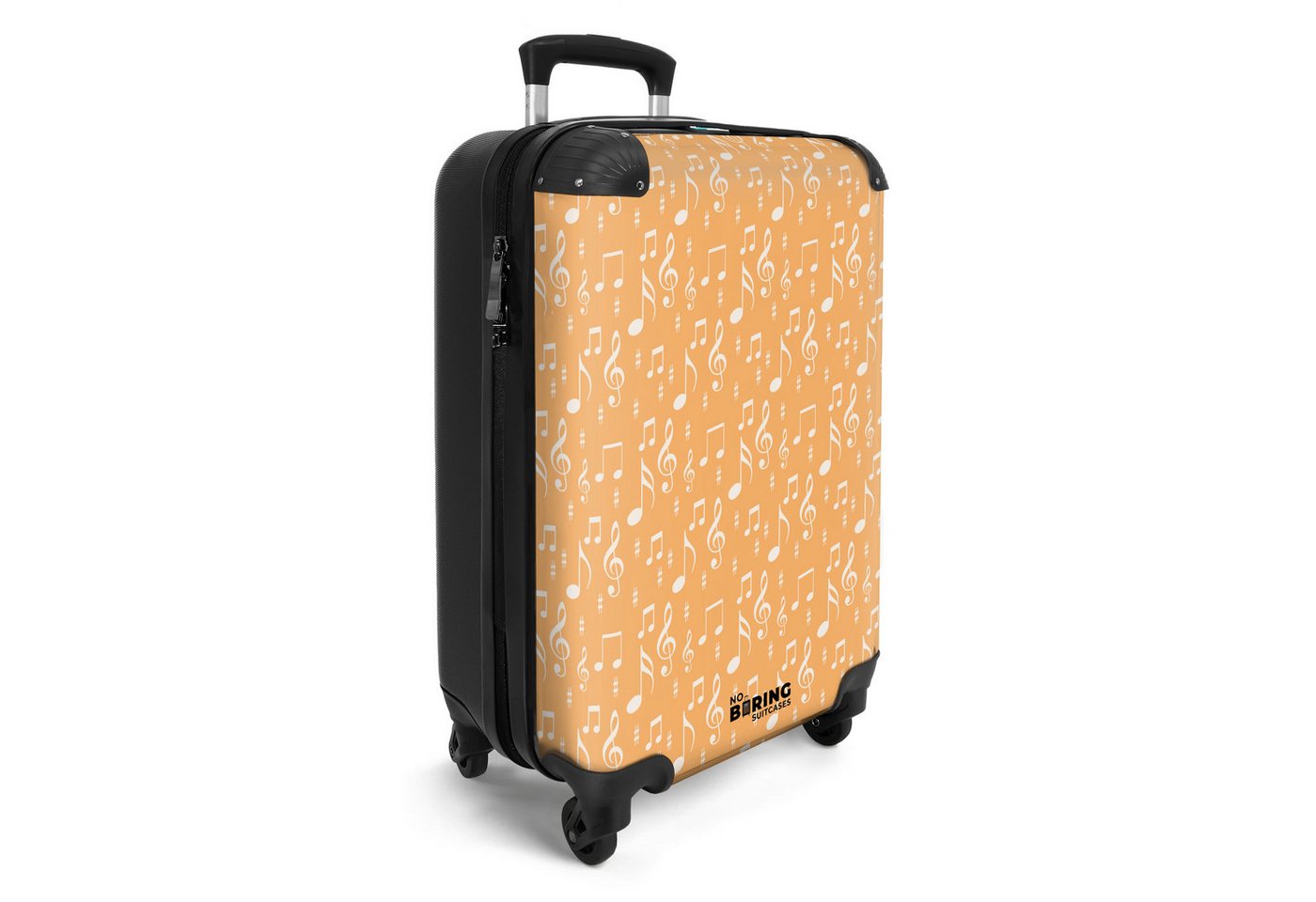 NoBoringSuitcases.com© Hartschalen-Trolley Musiksymbole als Muster auf orangem Hintergrund 55x35x20cm, Reisetasche mit Rollen, Koffer Handgepäck Flugzeug Bild 4