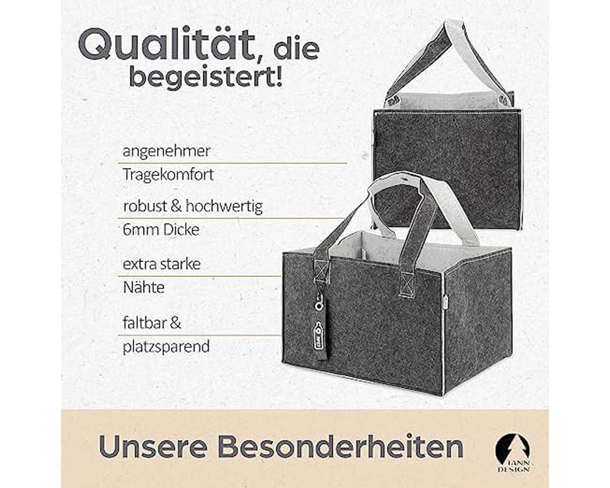 Tanndesign Einkaufskorb Einkaufs- & Kaminholzkorb Filz 31L, aus recycelten PET, Hell-Grau, 31 l, Filz-Tragetasche aus recycelten PET-Flaschen Bild 3