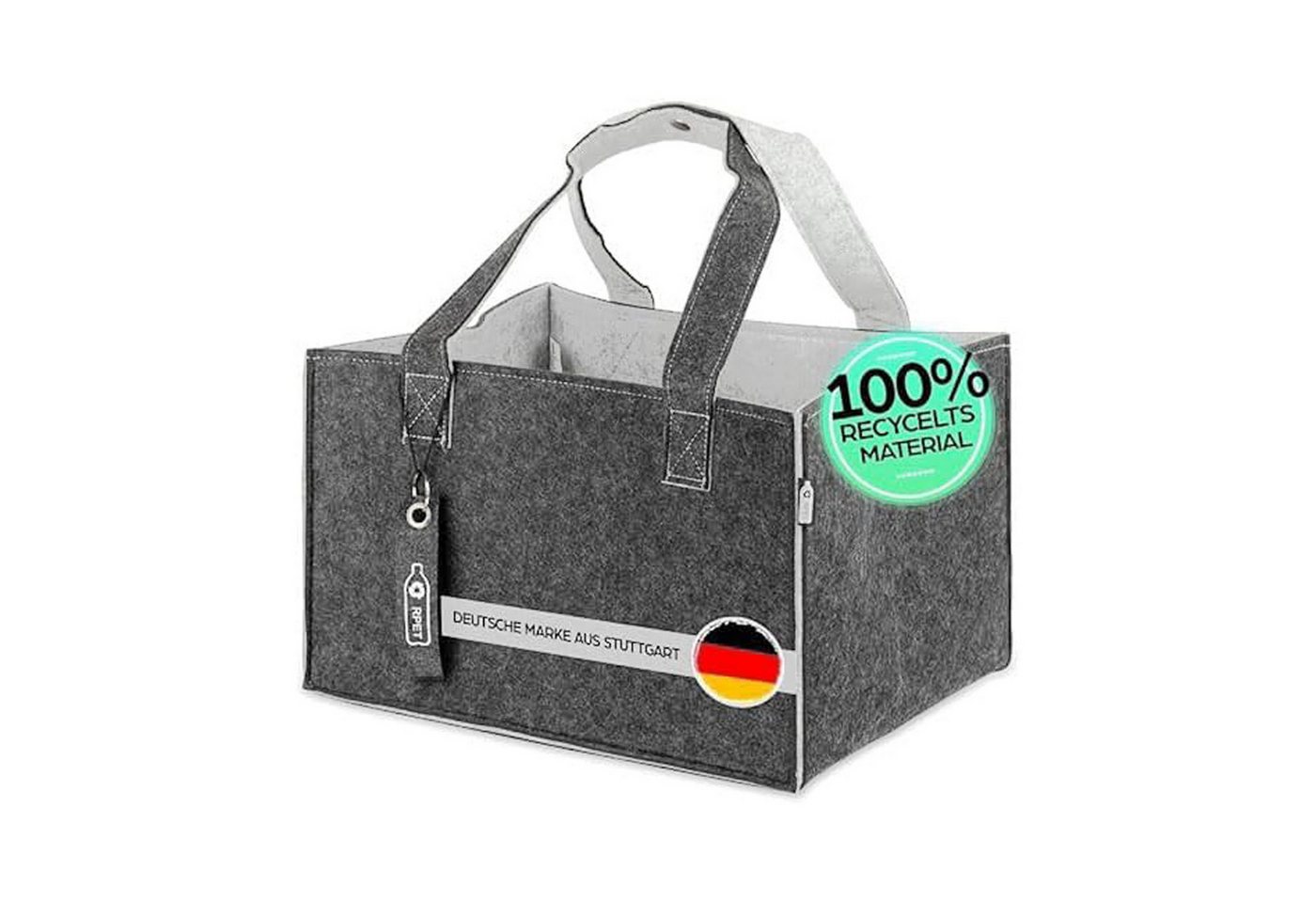 Tanndesign Einkaufskorb Einkaufs- & Kaminholzkorb Filz 31L, aus recycelten PET, Hell-Grau, 31 l, Filz-Tragetasche aus recycelten PET-Flaschen Bild 5