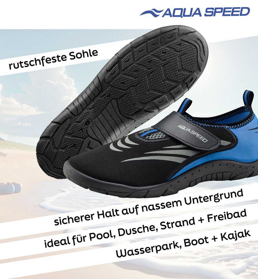 Aqua Speed Outdoor-Badeschuhe Herren Gr. 44 – mit starker Grip-Sohle Wasserschuh (Wellness-geeignet & leicht zu reinigen – top für Sauna) Hygienisch & waschbar – Schnell zu reinigen & langlebig Bild 2