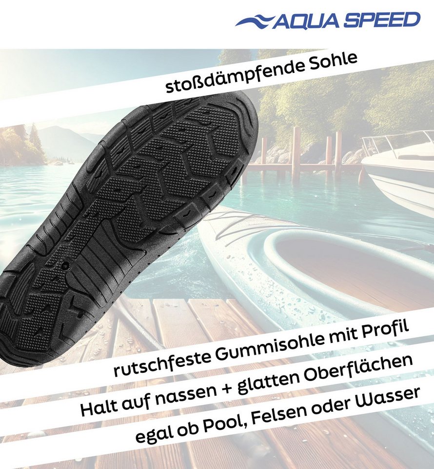 Aqua Speed Outdoor-Badeschuhe Herren Gr. 44 – mit starker Grip-Sohle Wasserschuh (Wellness-geeignet & leicht zu reinigen – top für Sauna) Hygienisch & waschbar – Schnell zu reinigen & langlebig Bild 5
