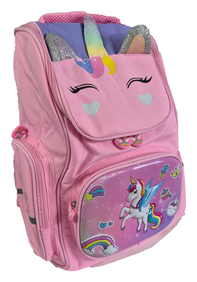 Einkaufszauber Schulrucksack Cooler Rucksack Einhorn - Schulrucksack - Daypack Backpack Einhorn 3D, Einhorn in 3D Bild 3