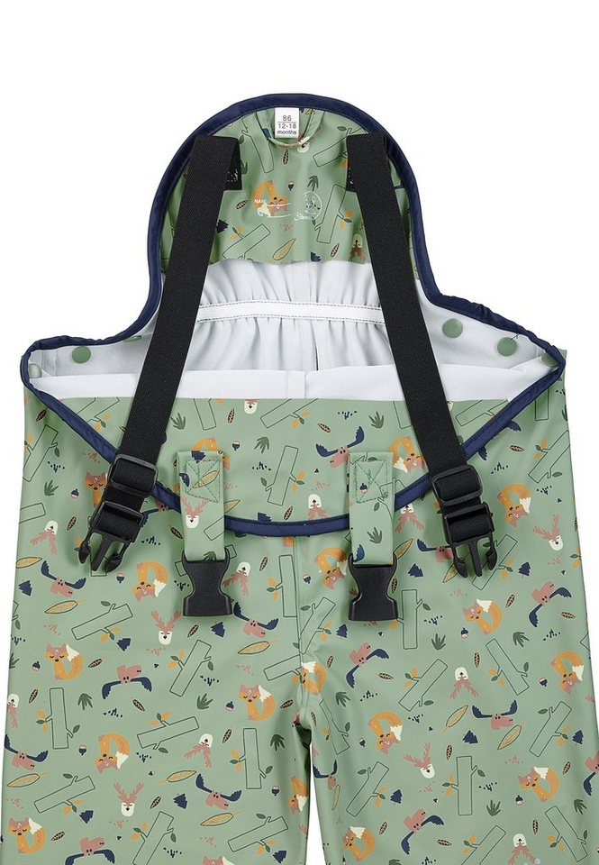 Sterntaler® Regenhose Regenträgerhose ungefüttert Waldtiere (1-tlg., Matschlatzhose mit Druckknöpfen, Regenhose mit süßen Motiven) Regenhose Wasserdicht, Matschhose mit verstellbaren Trägern Bild 2