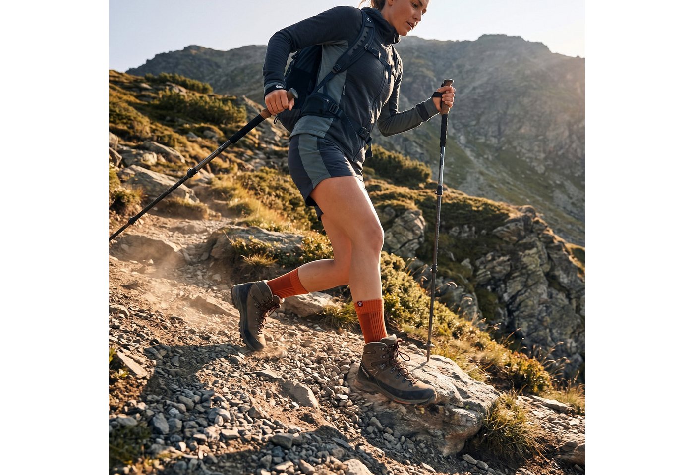 Black Snake Wandersocken Merino Trekkingsocken für Damen und Herren mit Temperaturregulierung (Socken-Set, 2-Paar) Gepolstert an Ferse und Zehen mit stabilisierenden Kompressionszonen Bild 5