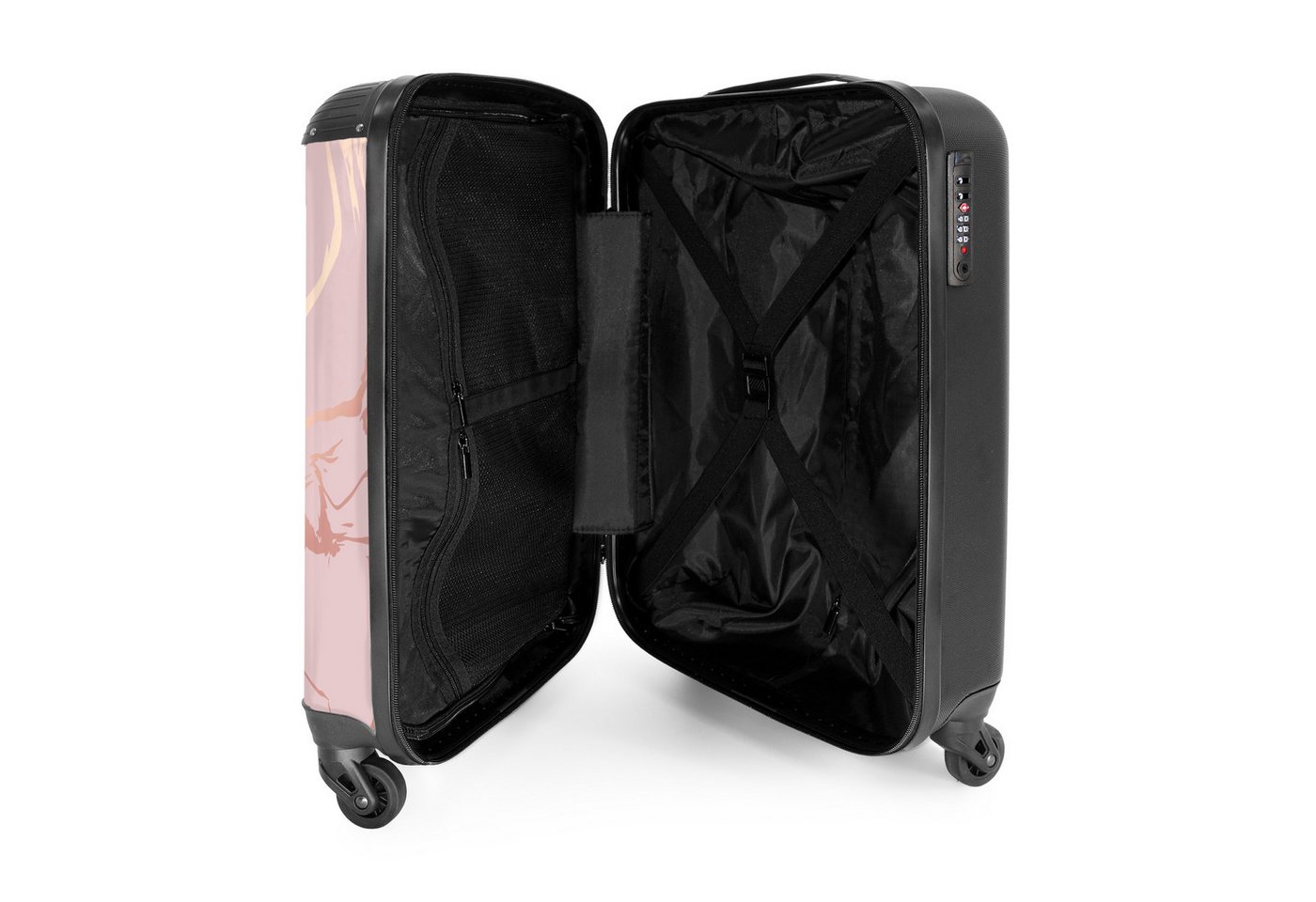 NoBoringSuitcases.com© Hartschalen-Trolley Marmor - Roségold - Linie - Mädchen 55x35x20cm, Handgepäck-Koffer, Kinderkoffer, Reisekoffer Mädchen Bild 4