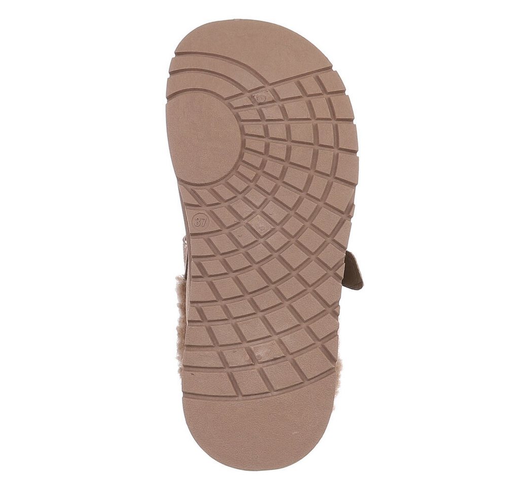 Ital-Design Damen Clog mit Plateausohle und Futter Snowboots (92125515) Flach Hausschuhe in Hellbraun Bild 5