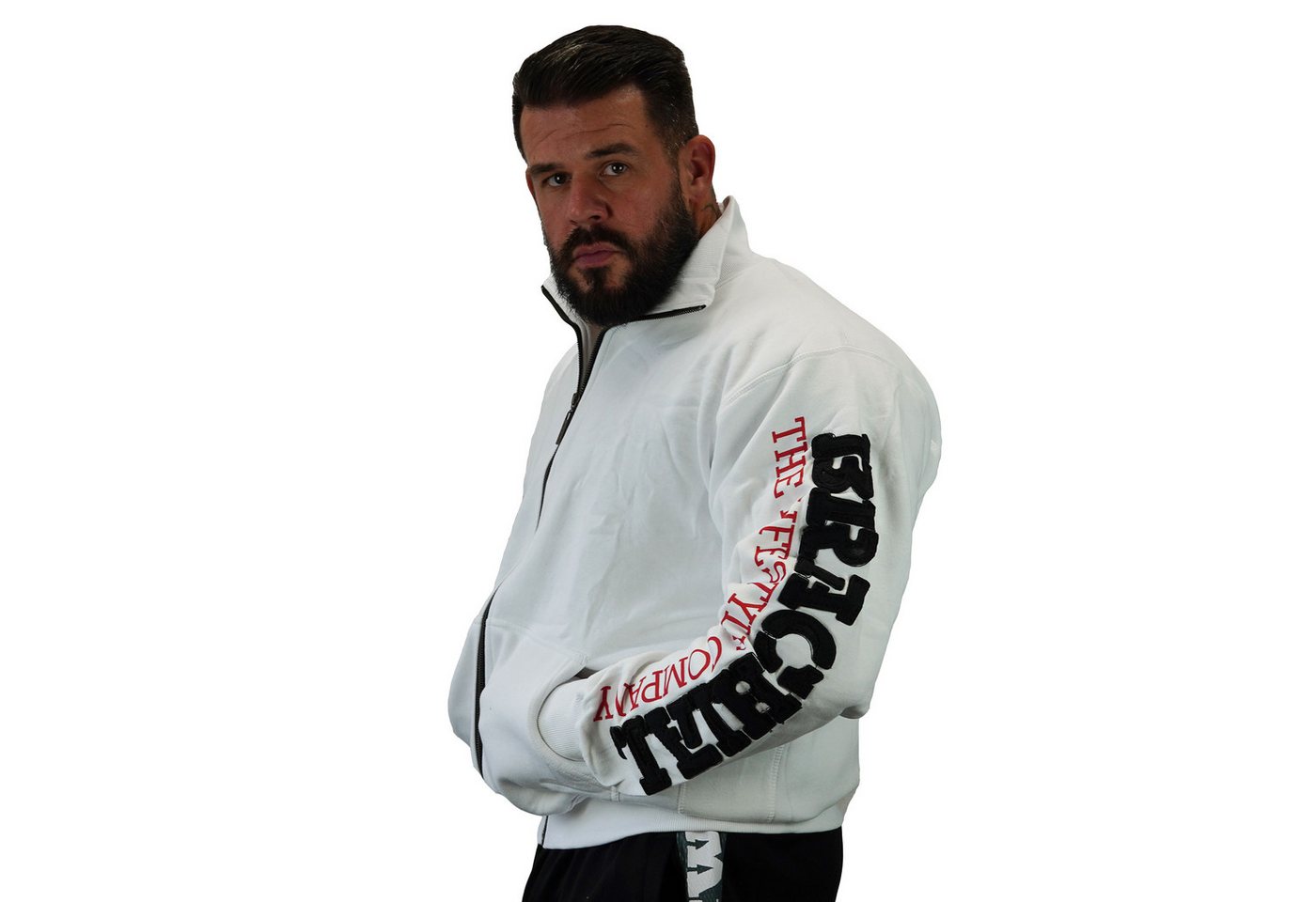 BRACHIAL THE LIFESTYLE COMPANY Trainingsjacke Brachial Zip-Sweater "Gym" weiß/schwarz Bild 4