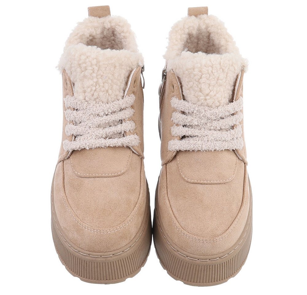 Ital-Design Modische Sneaker mit kuscheliger Fütterung für Damen Snowboots (90458026) Keilabsatz/Wedge Stiefeletten in Hellbraun