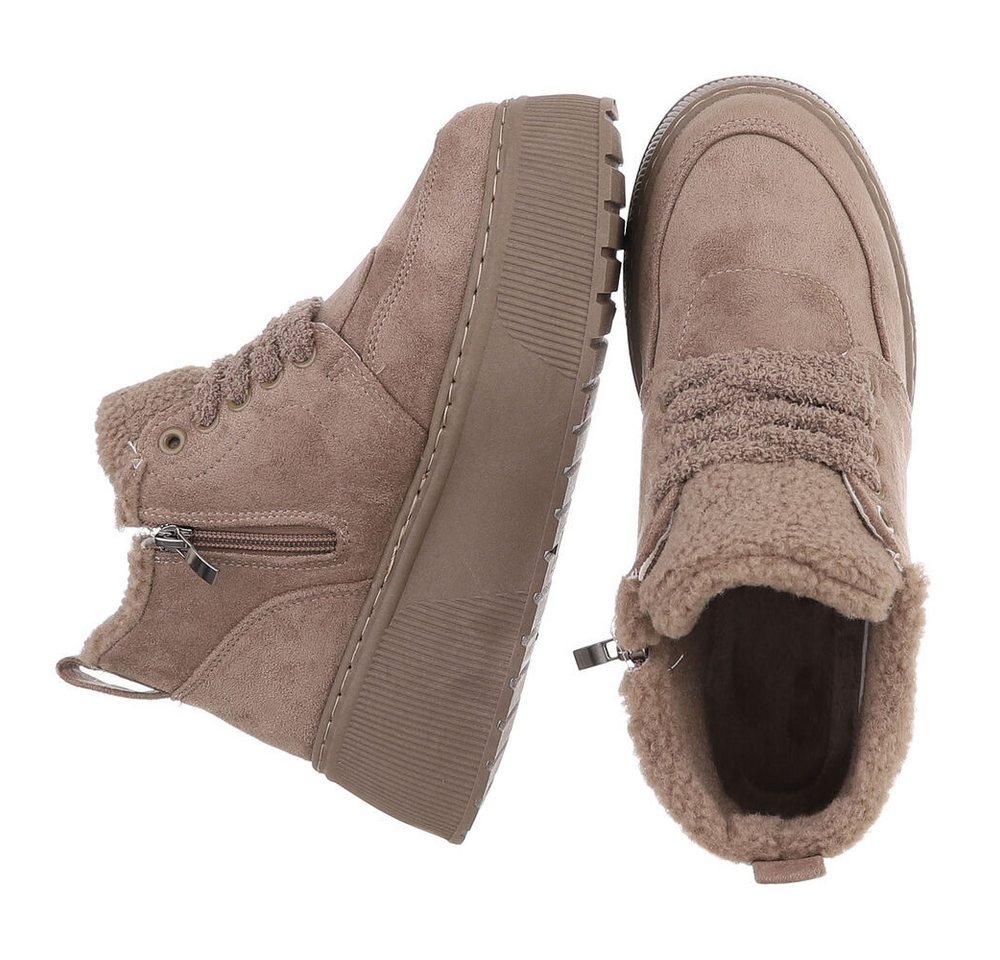 Ital-Design Damen Slingback Schuh flach mit Metallschnalle Snowboots (92079008) Keilabsatz/Wedge Stiefeletten in Beige Bild 2
