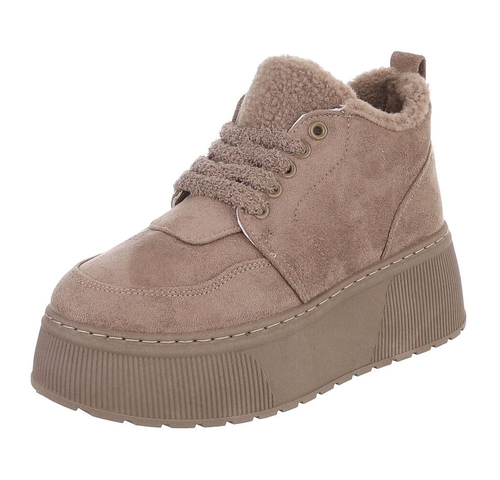 Ital-Design Damen Slingback Schuh flach mit Metallschnalle Snowboots (92079008) Keilabsatz/Wedge Stiefeletten in Beige Bild 3