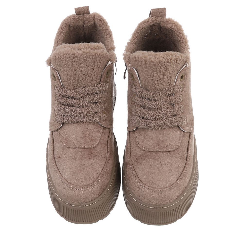 Ital-Design Damen Slingback Schuh flach mit Metallschnalle Snowboots (92079008) Keilabsatz/Wedge Stiefeletten in Beige Bild 4