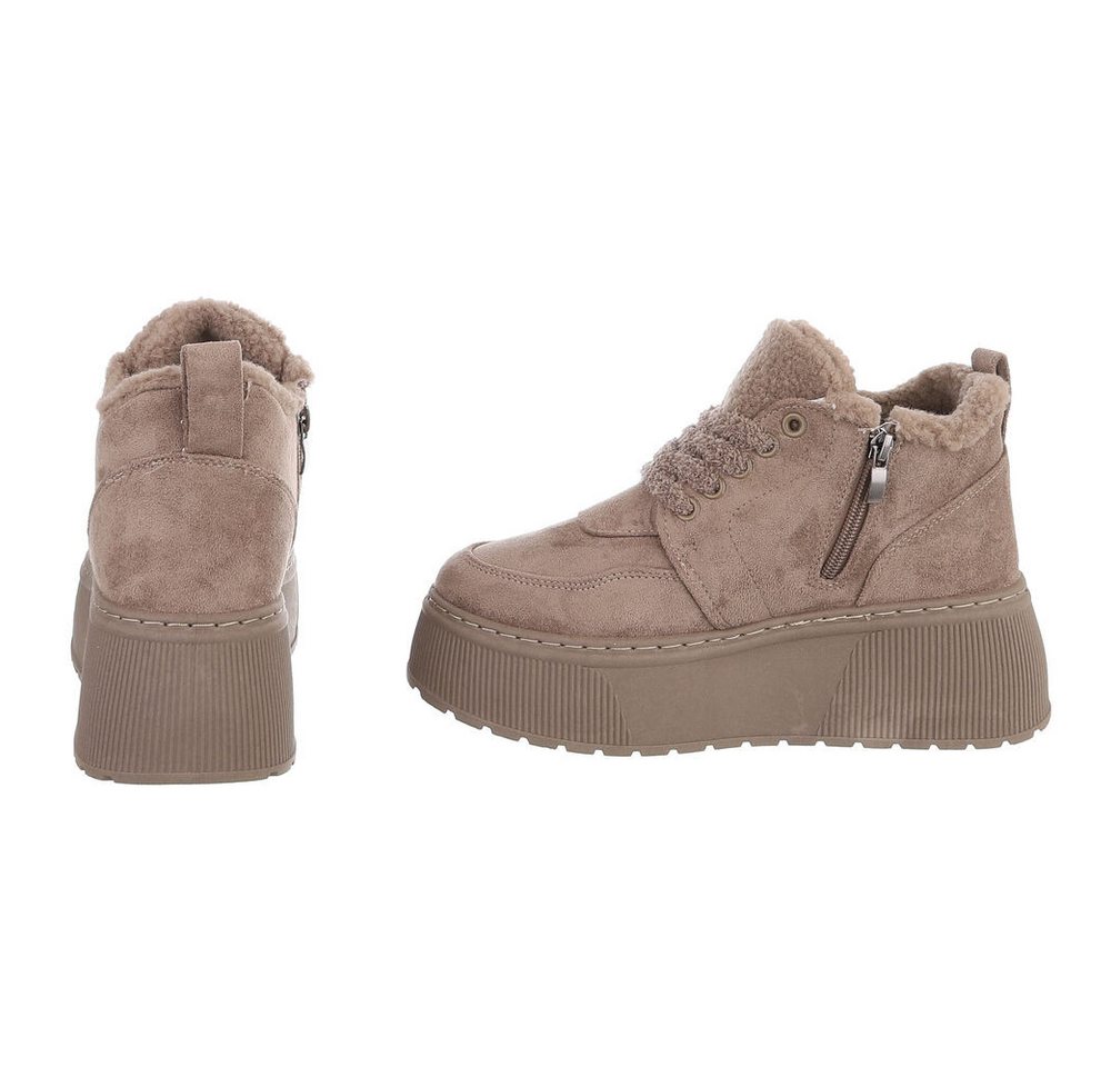 Ital-Design Damen Slingback Schuh flach mit Metallschnalle Snowboots (92079008) Keilabsatz/Wedge Stiefeletten in Beige Bild 5